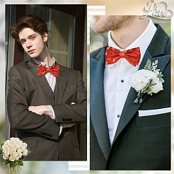 2Pcs Adjustable Sequin Bow Ties&nbsp;AJEW-SP0003-47