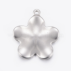 変色しにくい304ステンレススチールペンダント  花  ステンレス鋼色  33x30x3mm  穴：2.5mm&nbsp;STAS-E421-034P