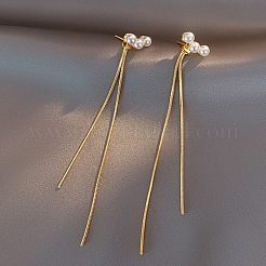 Alloy Plastic Imitation Pearl Tassel Stud Earrings&nbsp;FS-WG3A474-01
