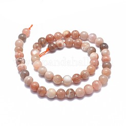 天然石サンストーンビーズ連売り  ラウンド  8mm  穴：1mm  約50個/連  15.5インチ（39.5cm）&nbsp;G-I249-B03-02