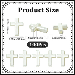 樹脂製模造パールビーズ100個  クロス  ホワイト  24x17.5x5.5mm  穴：2mm&nbsp;RESI-SC0036-40