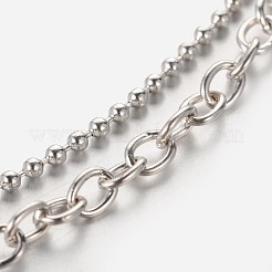 チベットスタイルハートチャームアンクレット  アイアンチェーンと亜鉛合金カニカン付き  プラチナ  230mm&nbsp;AJEW-AN00092-02