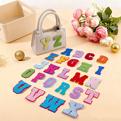 ポリエステル刺繍糸 アイロン/縫い付けパッチ  ホットメルト接着剤  布のアップリケ  a～zの文字  ミックスカラー  69~70x28~78x2.5mm&nbsp;PATC-WH0023-99