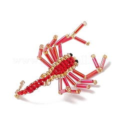 ガラスシードビーズペンダント  サソリチャーム  レッド  70x30x30mm  穴：2mm&nbsp;PALLOY-MZ00405-02