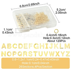 104個 26スタイル 文字 a~z 304 ステンレススチール アルファベット文字チャーム  120個の丸カン付き  ゴールドカラー  11x6~12x0.8mm  穴：1mm&nbsp;STAS-FS0001-66