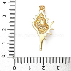 真鍮製マイクロパヴェキュービックジルコニアペンダント  18KGP本金メッキ  シェル形状  33.5x15.5x5.5mm  穴：4.5x3.5mm&nbsp;KK-P330-01C-G