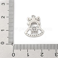 真鍮製マイクロパヴェキュービックジルコニアペンダント  クリスマス鐘  プラチナ  18x14x4mm  穴：1.4mm&nbsp;KK-H521-02C-P