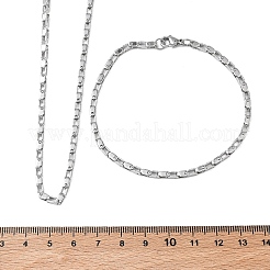 304ステンレススチールチェーンネックレス＆ブレスレットセット  イオンプレーティング（ip）  ステンレス鋼色  603mm&nbsp;SJEW-D091-11P