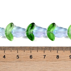 クリアガラスビーズ連売り  花  ライトスカイブルー  10x8x4mm  穴：0.8mm  約27個/連  16.5''（42センチメートル）&nbsp;GLAA-K070-02I