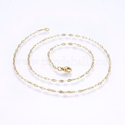 304ステンレススチールアズキチェーンネックレス  カニカン付き  ゴールドカラー  17.5インチ（45cm）  2x0.4mm  リンク：4x2x0.4mm&nbsp;MAK-L015-26B