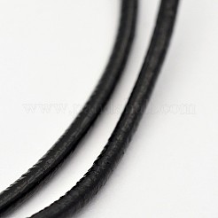 レザーネックレス作り  アイアン製カニカン付き  ブラック  18.5インチx2mm&nbsp;X-MAK-N021-01B
