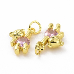 Brass Micro Pave Clear Cubic Zirconia Charms&nbsp;ZIRC-F135-25G-02