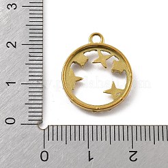 304ステンレススチールラインストーンペンダント  18KGP本金メッキ  ラウンド  20x16.5x3mm  穴：1.8mm&nbsp;STAS-D300-01G-12