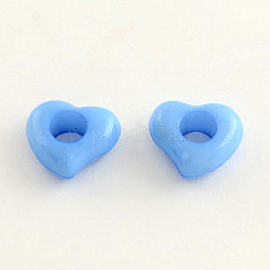 オペークアクリルヨーロピアンビーズ  大穴のハートビーズ  ミックスカラー  11.5x12.5x5mm  穴：5mm  約1515個/500g&nbsp;SACR-Q099-M93