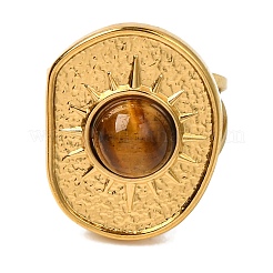 Natural Tiger Eye Finger Rings&nbsp;RJEW-Q822-35G-02
