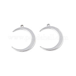 変色しない201ステンレススチールペンダント  ムーン  ステンレス鋼色  25.5x20.5x1.5mm  穴：2mm&nbsp;STAS-T063-174P