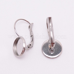 ステンレススチールレバーフープピアスコンポーネント  フラットラウンド  ステンレス鋼色  トレイ：10mm  20x12x12.2mm  ピン：0.7mm&nbsp;STAS-WH0016-37P-01