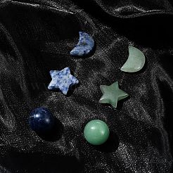 Natural Gemstone Healing Moon & Star & Round Ornaments&nbsp;AJEW-FS0001-12A