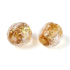 手作りの箔ガラスビーズ連売り  オーバル  ゴールデンロッド  9.5~11x9~10.5mm  穴：1~1.6mm  約40個/連  15.94~16.54インチ（40.5~42cm）&nbsp;FOIL-N033-03D