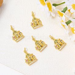 5Pcs Brass Micro Pave Cubic Zirconia Pendants&nbsp;KK-SZ0007-96A