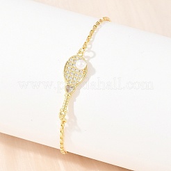 Brass Micro Pave Clear Cubic Zirconia Link Bracelets for Women&nbsp;KK-CBA68DA-01
