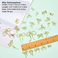 亜鉛合金ペンダントセット  ラインストーン付き  蝶結び  ゴールドカラー  11~45x12~42x2~6.5mm  穴：1.1~3mm  15個/袋  2bags&nbsp;FIND-SZ0004-04