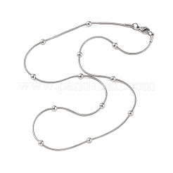 304ステンレススチールボールラウンドスネークチェーンネックレス  変色しない  ステンレス鋼色  17.99インチ（45.7cm）&nbsp;NJEW-B131-02P