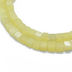 天然石レモンジェイド翡翠ビーズ連売り  キューブ  3~4.5x3~4.5x3~5mm  穴：0.8~1mm  約89~97個/連  15.1~15.5インチ（38.5~39.5cm）&nbsp;G-F631-C19