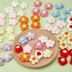 55 個 11 色かぎ針編みフラワーアップリケ  コンピュータ刺繍布パッチ  マスクと衣装のアクセサリー  ミシンクラフト装飾  ミックスカラー  36x37x6.5mm  5個/カラー&nbsp;FIND-ME0002-37