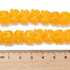 合成サンゴ染め彫刻ビーズ  象  オレンジ  9x12.5x7mm  穴：0.8mm&nbsp;BSHE-H114-04D
