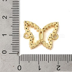 Rack Plating Brass Pave Clear Cubic Zirconia Hollow Butterfly Connector Charms&nbsp;KK-C067-07G