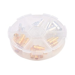 真鍮製ロッキングチューブマグネットクラスプ  コラム  ミックスカラー  15~17x4~7mm  穴：3~6mm  30セット /箱&nbsp;KK-JP0010-09