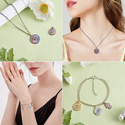 16個8スタイルアイテーマ304ステンレススチールラインストーンペンダント  hamsa hand/hand of miriam & flat round  ステンレス鋼色  17.5~23x11~21x2~3mm  穴：1.4~2mm  2個/スタイル&nbsp;STAS-SZ0002-85P