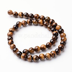 ラウンド天然石タイガーアイビーズ連売り  グレードAB  8mm  穴：1mm  約47~48個/連  15インチ&nbsp;G-J346-14-8mm