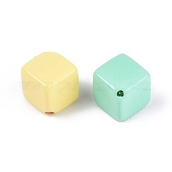 ベーキングペイント不透明アクリルビーズ  キューブ  ミックスカラー  15x14x14mm  穴：1.5~1.6mm&nbsp;OACR-N142-04
