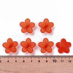つや消しアクリルビーズキャップ  5花びら  花  レッドオレンジ  19.5x20x5.5mm  穴：1.6mm  約740個/500g&nbsp;MACR-S371-08A-726