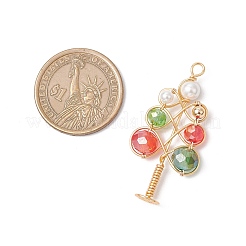 Electroplate Glass Beads & Shell Pearl Beads Pendants&nbsp;PALLOY-TA00275