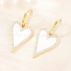 Valentine's Day Heart Brass Micro Pave Clear Cubic Zirconia Hoop Earrings&nbsp;EJEW-Z164-10G-03