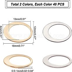80個2色304ステンレススチールリンクリング  オーバル  ゴールデン·ステンレス鋼色  18x12x0.5~1mm  インナーサイズ：13x8mm  40個/カラー&nbsp;STAS-UN0021-76