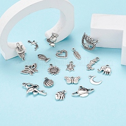 30pcs30スタイルチベットスタイルアロイペンダント  混合図形  アンティークシルバー  21x14x4mm  穴：2mm&nbsp;TIBEP-YW0001-29AS