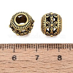 チベット風合金ヨーロピアンビーズ  大穴ビーズ  花とロンデル  アンティーク黄金  12x9mm  穴：4.5~5mm&nbsp;FIND-Q121-19AG