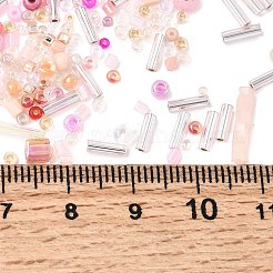 ミユキシードビーズミックス  日本製シードビーズ  混合形状  ピンク  1~9x1.5~2mm  穴：0.5~1mm&nbsp;X-SEED-Z005-01F