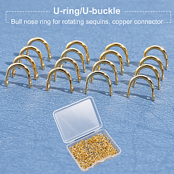 真鍮リンク300個。  U字型  ゴールドカラー  5.5x4x2mm  穴：1mm&nbsp;KK-FH0002-77G