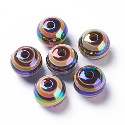 ストライプ柄樹脂ビーズ  ABカラー  ロンデル  ココナッツブラウン  15.5~16x13.5~14.5mm  穴：2.5~3.5mm&nbsp;RESI-B014-01B-07