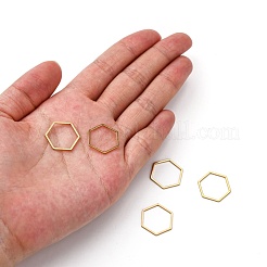 304ステンレススチールリンクリング  六角  ゴールドカラー  16x18x0.8mm&nbsp;X-STAS-S079-25B