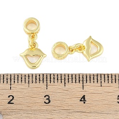 真鍮チャーム  鉛フリー＆カドミウムフリー  18KGP本金メッキ  リップ  15mm  ペンダント：7.5x8x1.5mm  穴：2.5mm&nbsp;KK-A226-06A-G