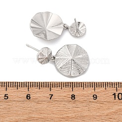 Flat Round Brass Dangle Stud Earrings&nbsp;EJEW-R025-25P