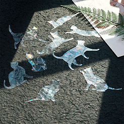 猫の模様のpvcウォールステッカーと長方形  家の居間の寝室の装飾のため  透明  300x210x0.1mm  2個/セット&nbsp;X1-CF-TAC0001-12