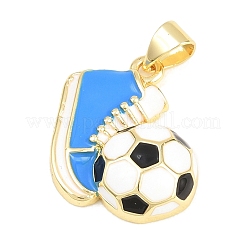 スポーツをテーマにした真鍮製エナメルペンダント  サッカーシューズチャーム  ゴールドカラー  15x19x5mm  穴：4x3mm&nbsp;KK-A297-07C-G