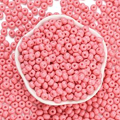 模造翡翠 3/0個 ガラスシードビーズ  光沢  焼き付け塗料  ラウンド  ピンク  5.5x3.5mm  穴：1.5mm&nbsp;SEED-Z001-A-B15